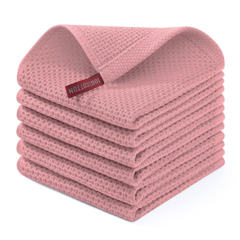 Homaxy dish cloths with honeycomb weave showing durable softness for cookware cleaning