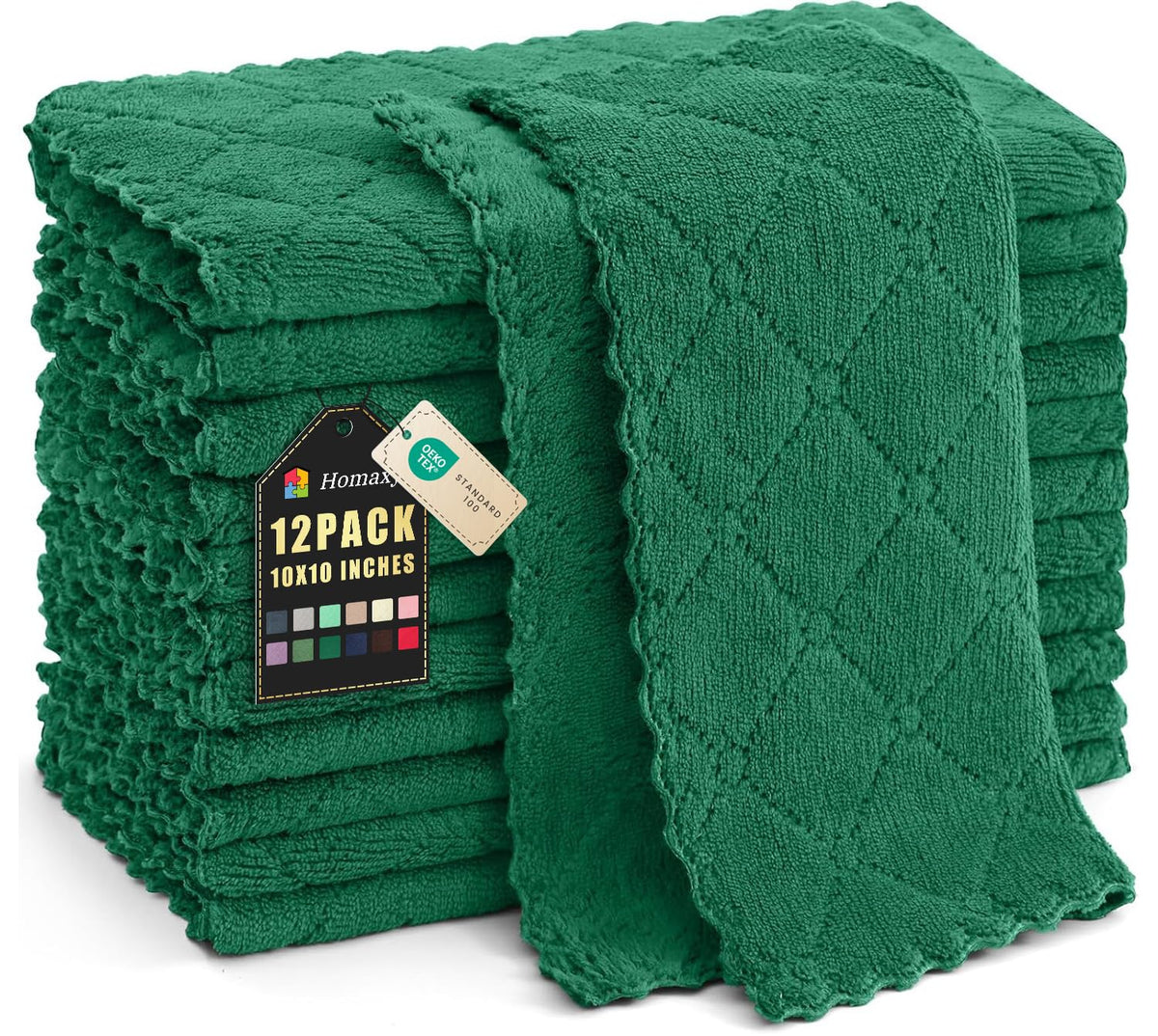 Homaxy 12-pack dish cloths, 10x10 inches, ideal for daily kitchen tasks