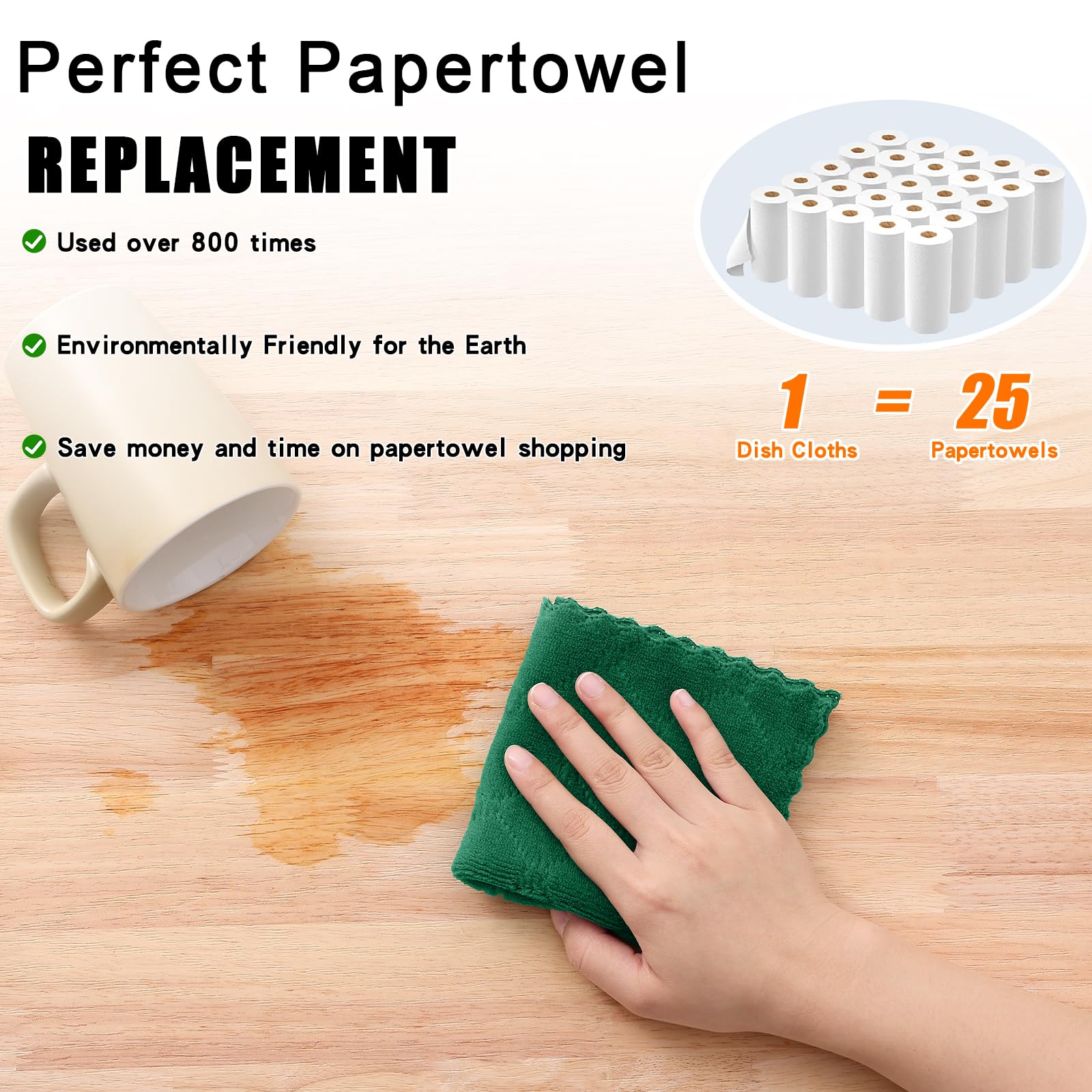 Homaxy dark-green dish cloths add color while drying and cleaning