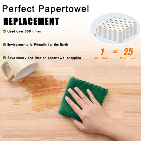 Homaxy dark-green dish cloths add color while drying and cleaning