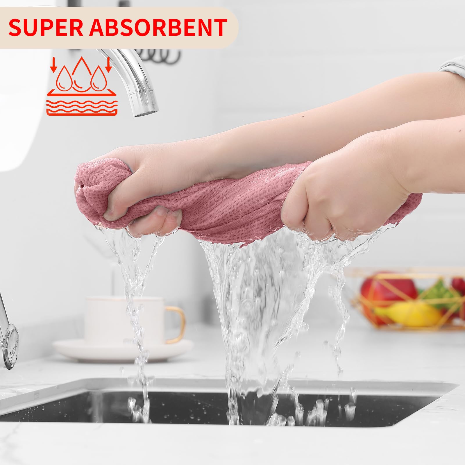 Homaxy dish cloths in dried rose color suitable for delicate cookware