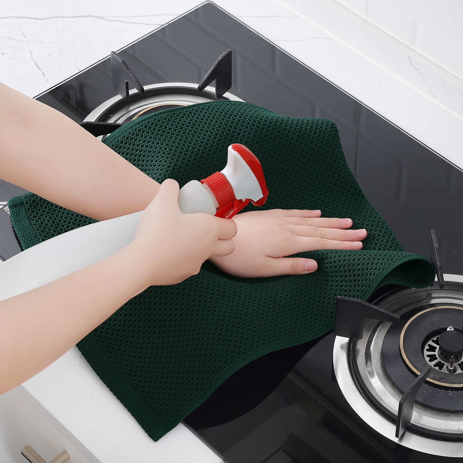 Homaxy towels in blackish green color complement modern kitchens
