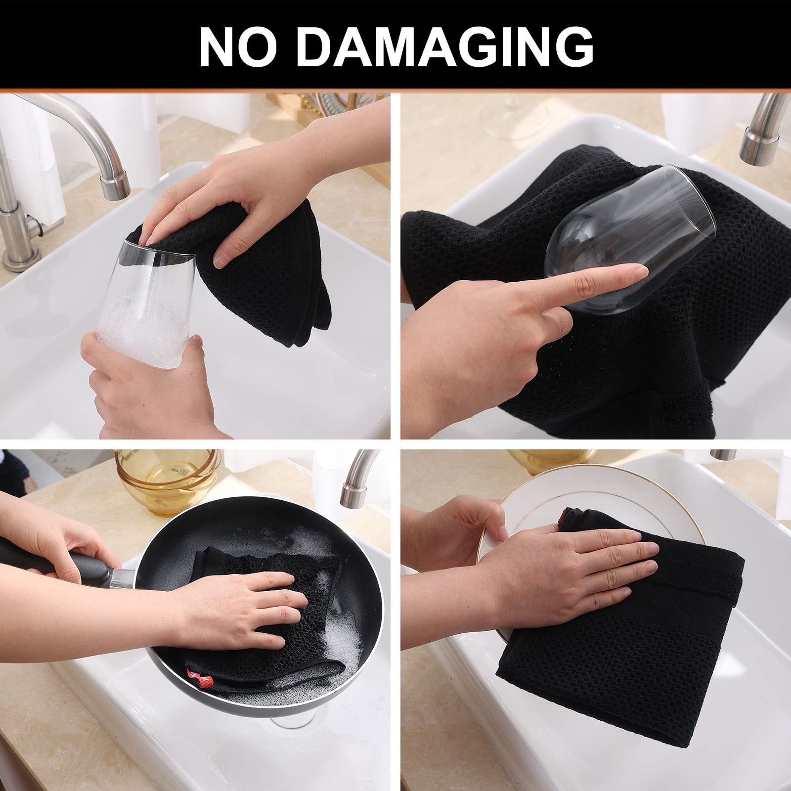 Homaxy towels in use for drying dishes and kitchen surfaces