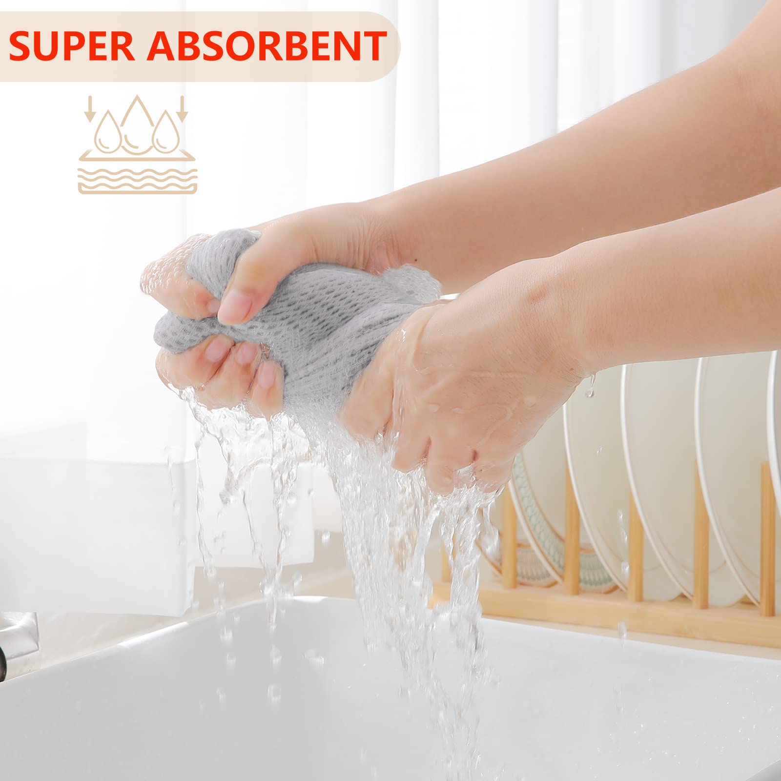 Homaxy light gray towels in a 4-pack ready to coordinate with kitchen decor