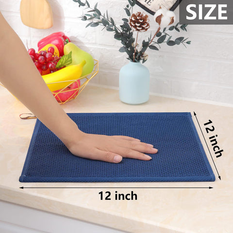 Homaxy easy-care navy dishcloths stay vibrant after cold washing.