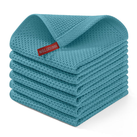 Homaxy lake blue dishcloth with waffle weave for gentle, effective drying.