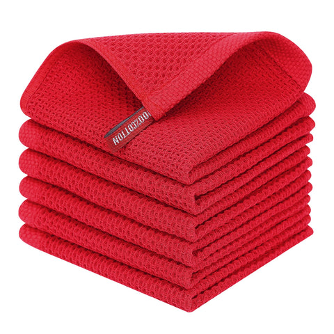 Homaxy red waffle-weave dishcloths set for quick-drying cleanup.
