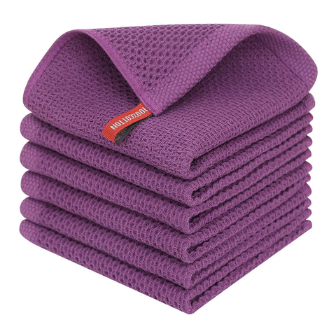 Homaxy purple waffle weave dishcloth close-up shows texture and softness