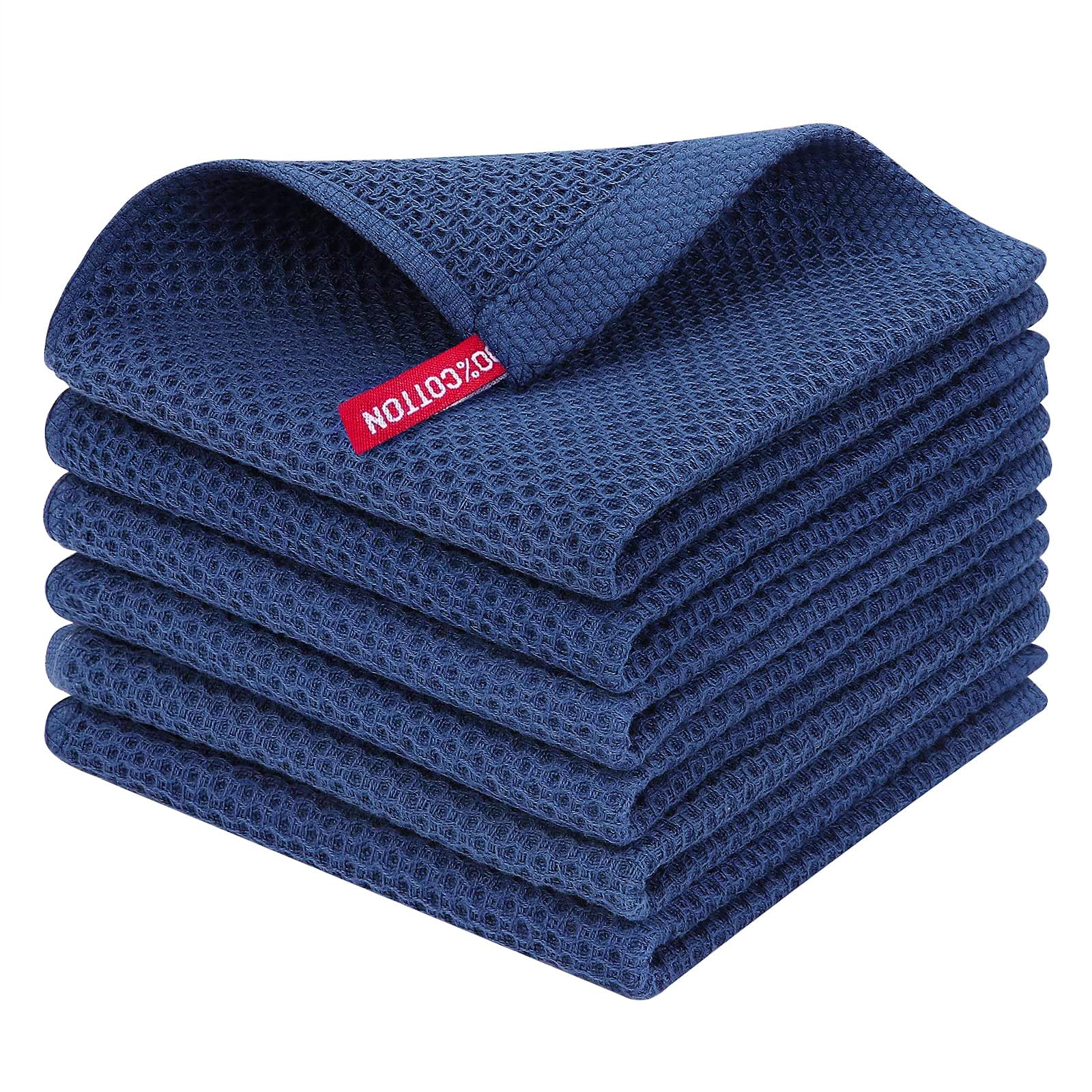 Homaxy navy waffle-weave dishcloth with soft texture and absorbency.
