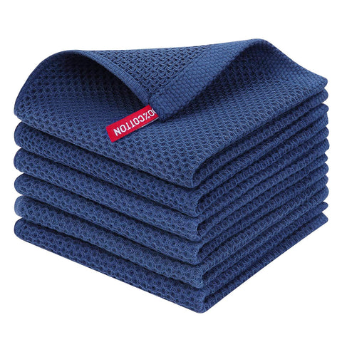 Homaxy navy waffle-weave dishcloth with soft texture and absorbency.