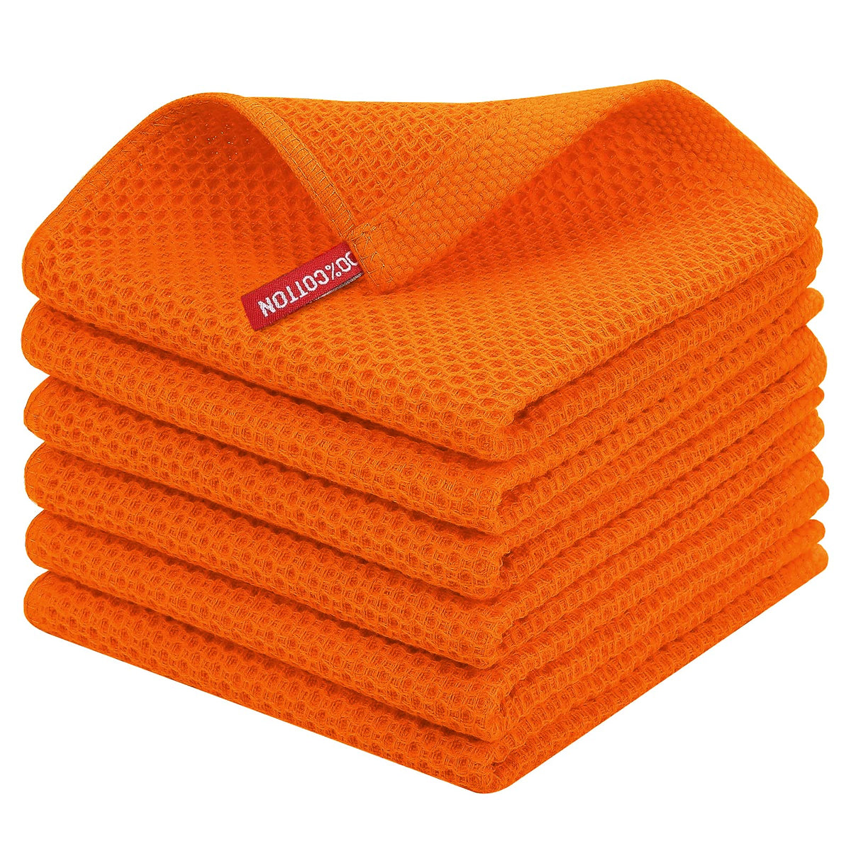 Homaxy dishcloth with orange waffle weave, 12x12 inches, soft and quick-drying.