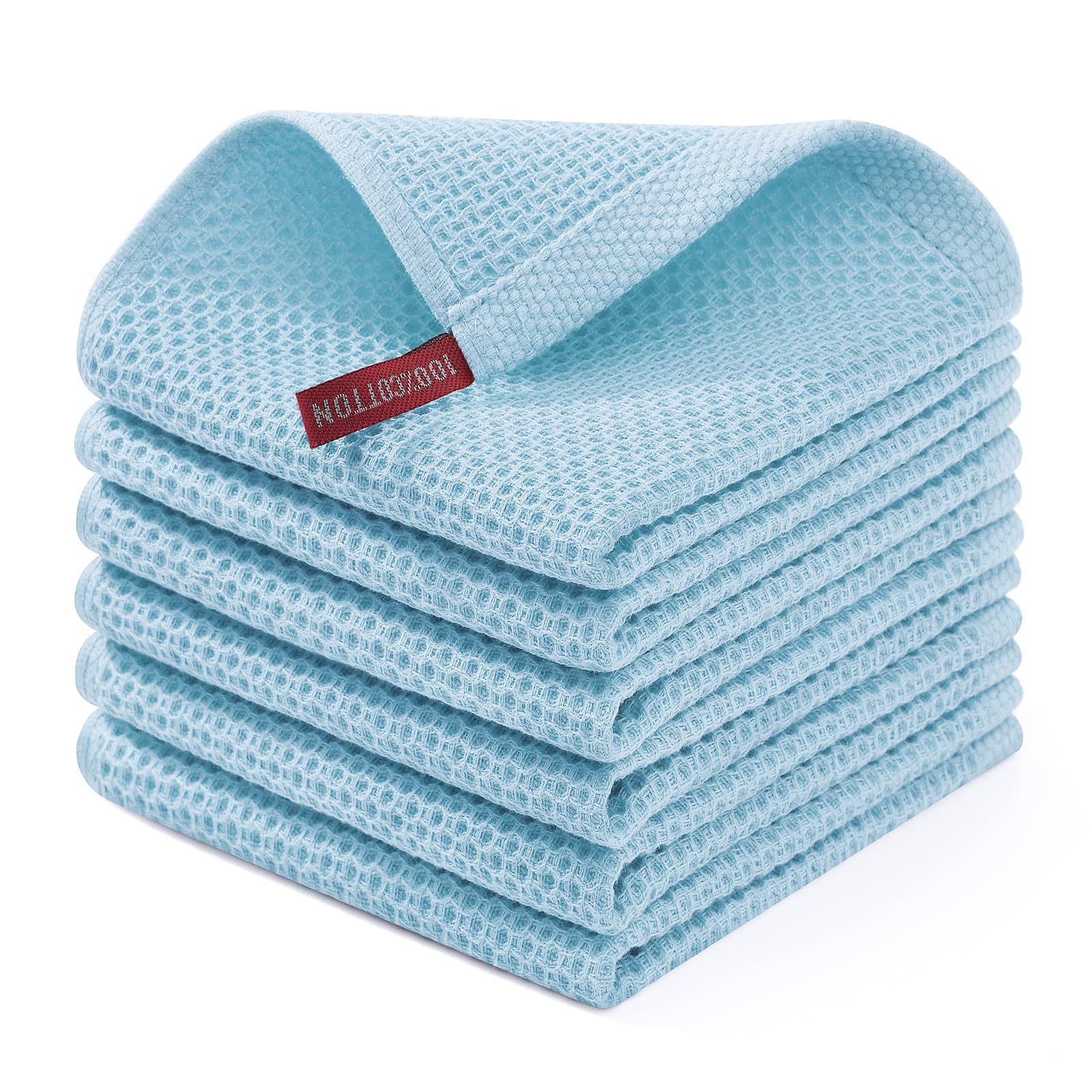 Homaxy dishcloths folded to showcase the waffle weave for gentle drying