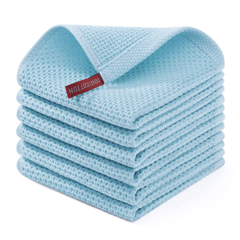 Homaxy dishcloths folded to showcase the waffle weave for gentle drying
