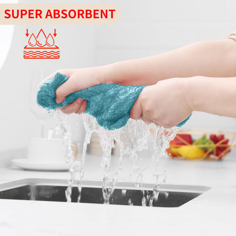 Homaxy towels drying dishes in a kitchen, demonstrating absorbency and versatility.