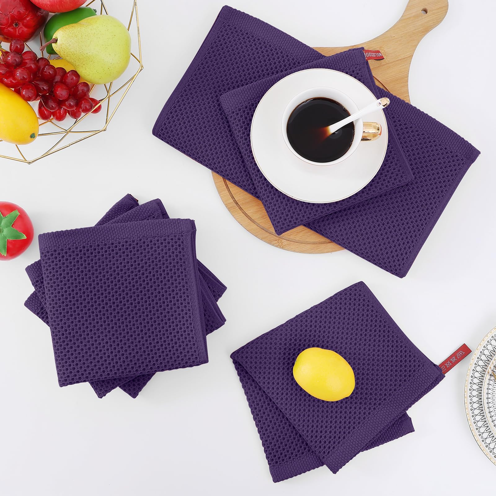 Homaxy eggplant waffle dishcloth color coordinates with modern kitchen decor