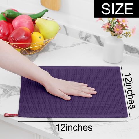 Homaxy eggplant waffle dishcloths in kitchen drawer illustrating color coordination