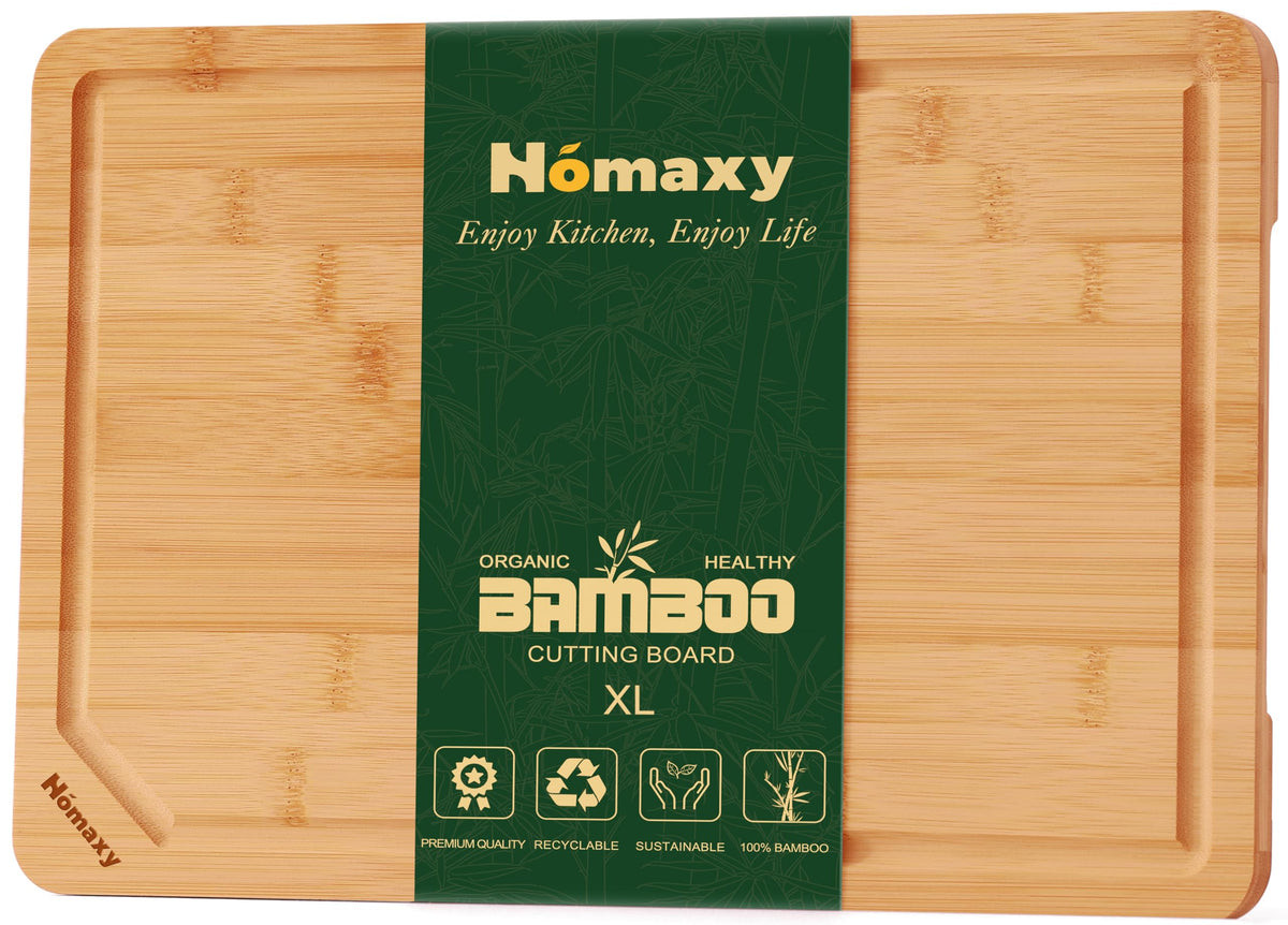 Homaxy extra-large bamboo cutting board with spacious surface for prep