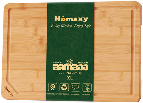 Homaxy extra-large bamboo cutting board with spacious surface for prep