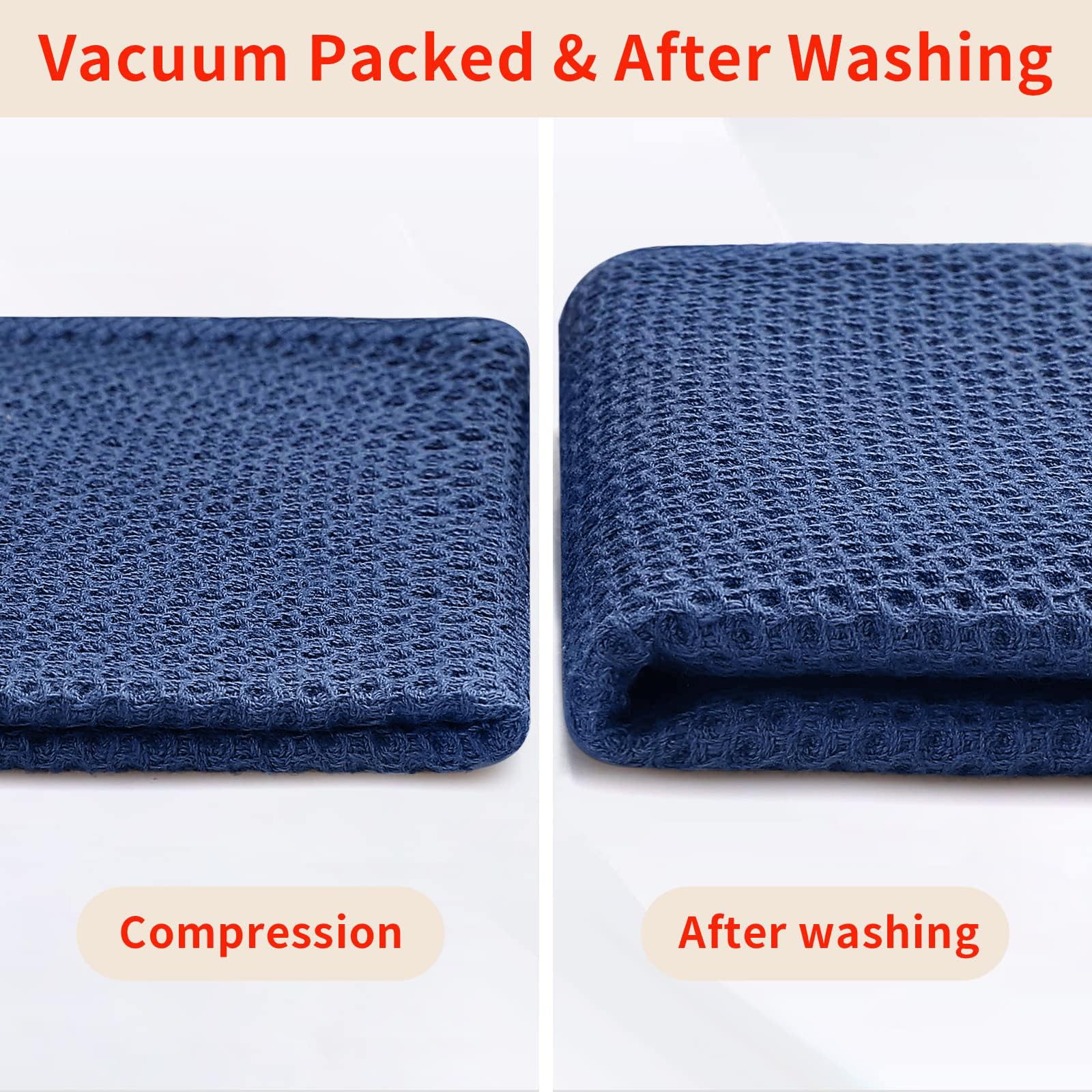 Homaxy gift-ready navy dishcloths suitable for housewarmings and holidays.