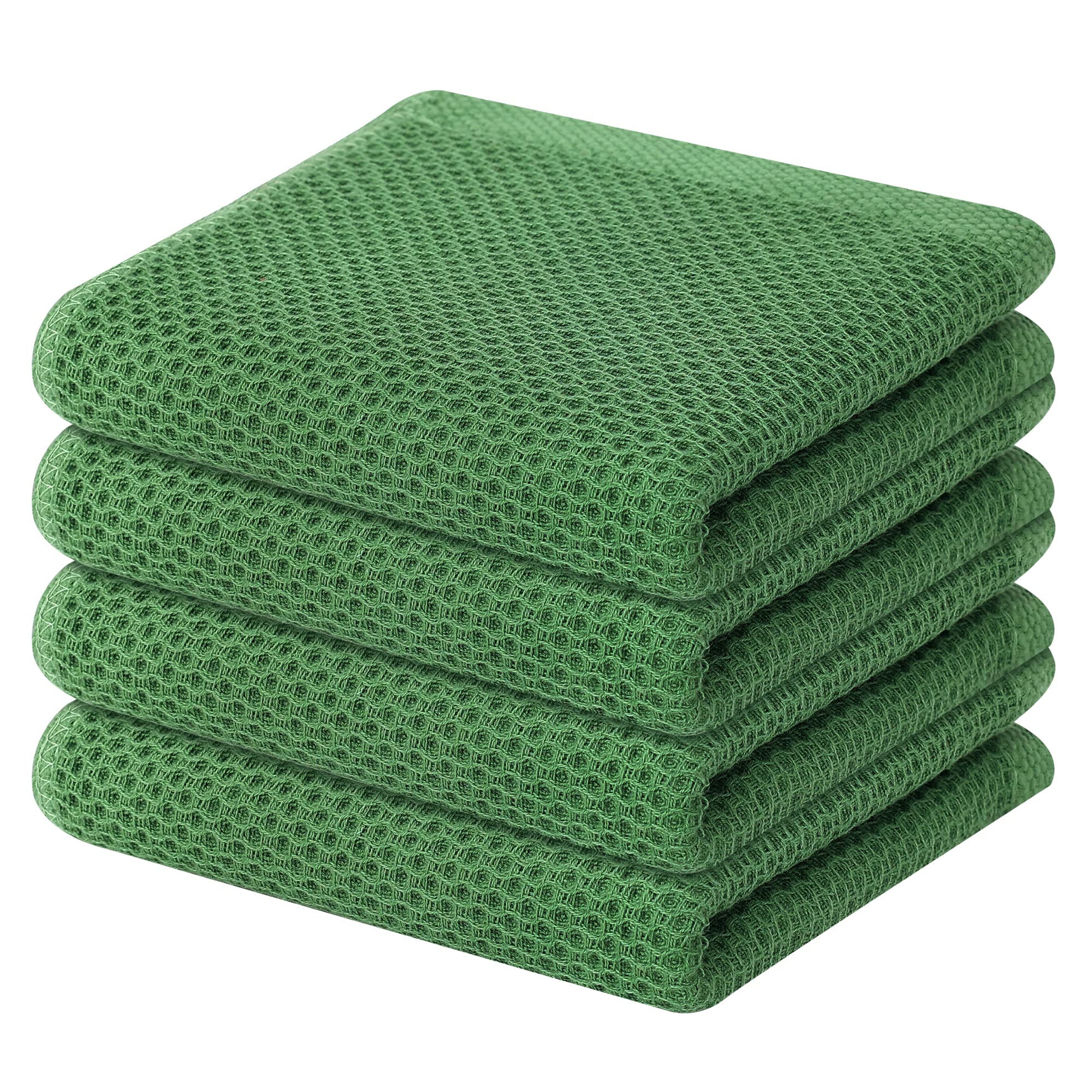 Homaxy grass green waffle dish towels folded for quick drying tasks