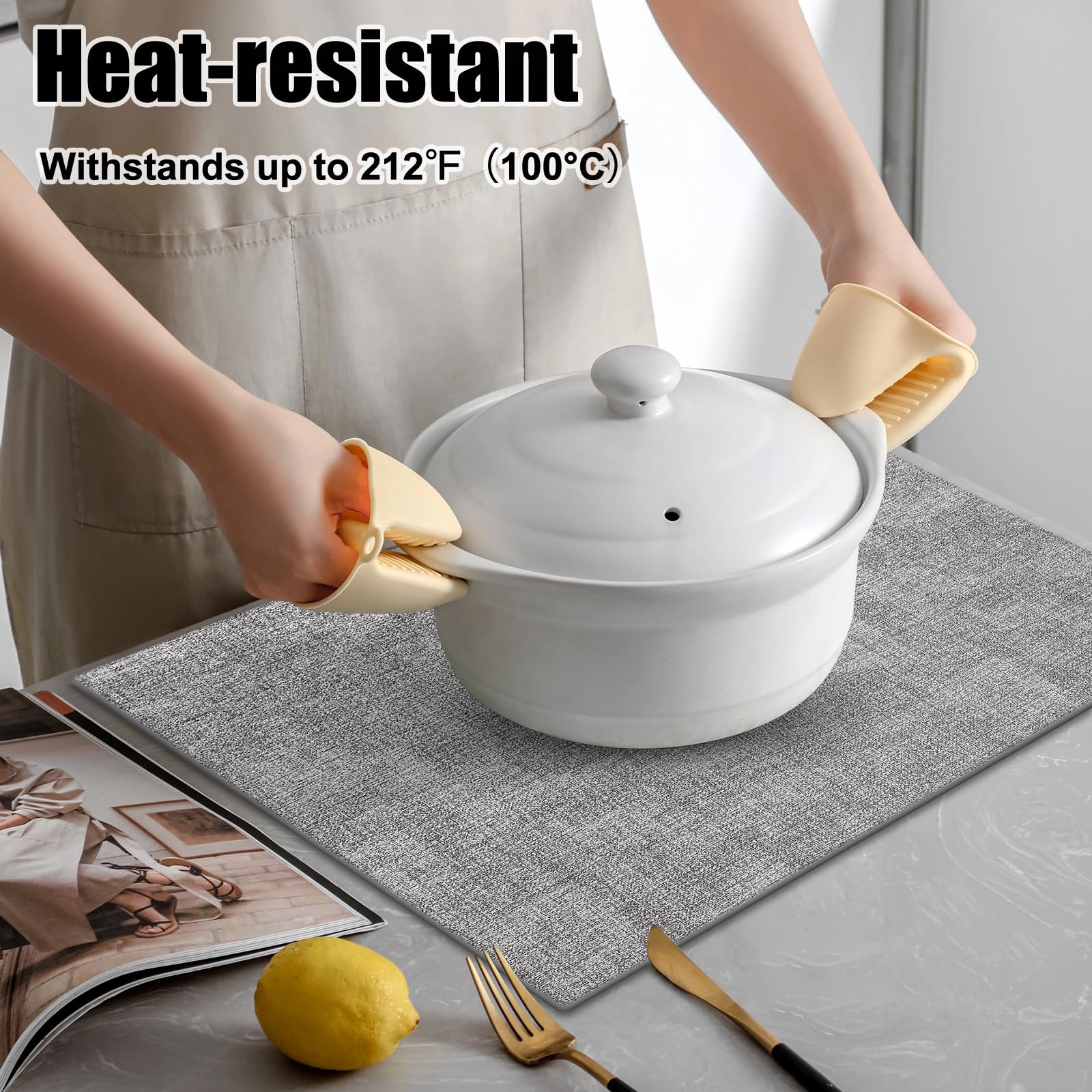 Homaxy heat resistant placemats protect table from hot dishes up to 212°F