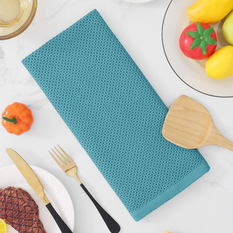 Homaxy lake-blue towels complement modern kitchen decor and styling.