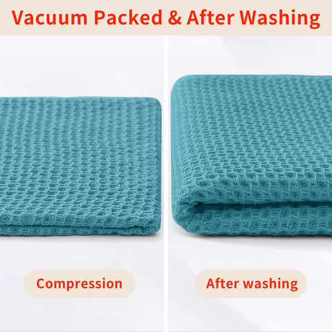 Lake blue Homaxy towels in kitchen setup for versatile use.