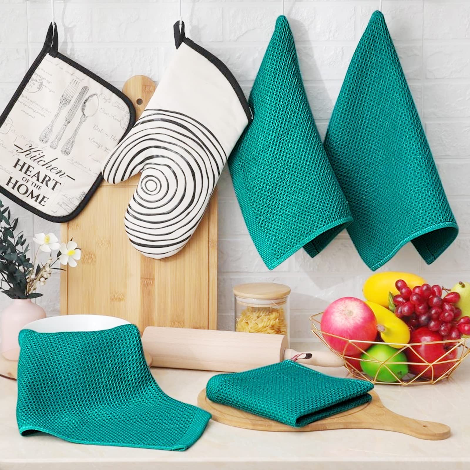 Homaxy gift-ready teal dishcloths ideal for housewarmings and holidays.