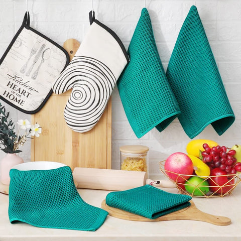 Homaxy gift-ready teal dishcloths ideal for housewarmings and holidays.