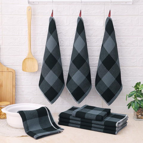 Homaxy kitchen towels in black and grey colorways for modern kitchens