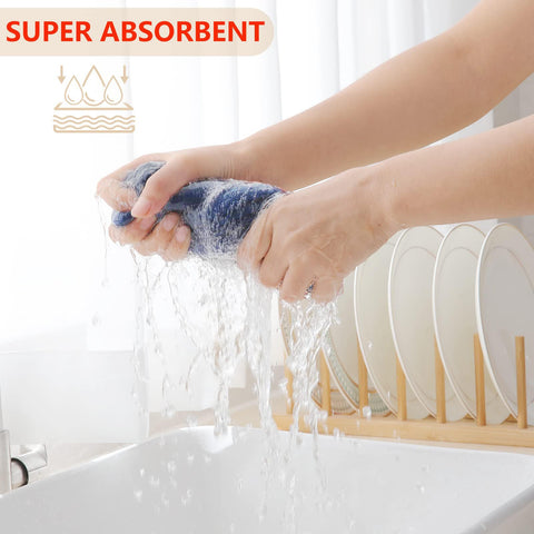 Homaxy navy blue dishcloths eight-pack for organized, quick cleaning.