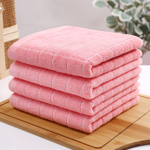 Homaxy pink checkered towels add style while handling everyday tasks.