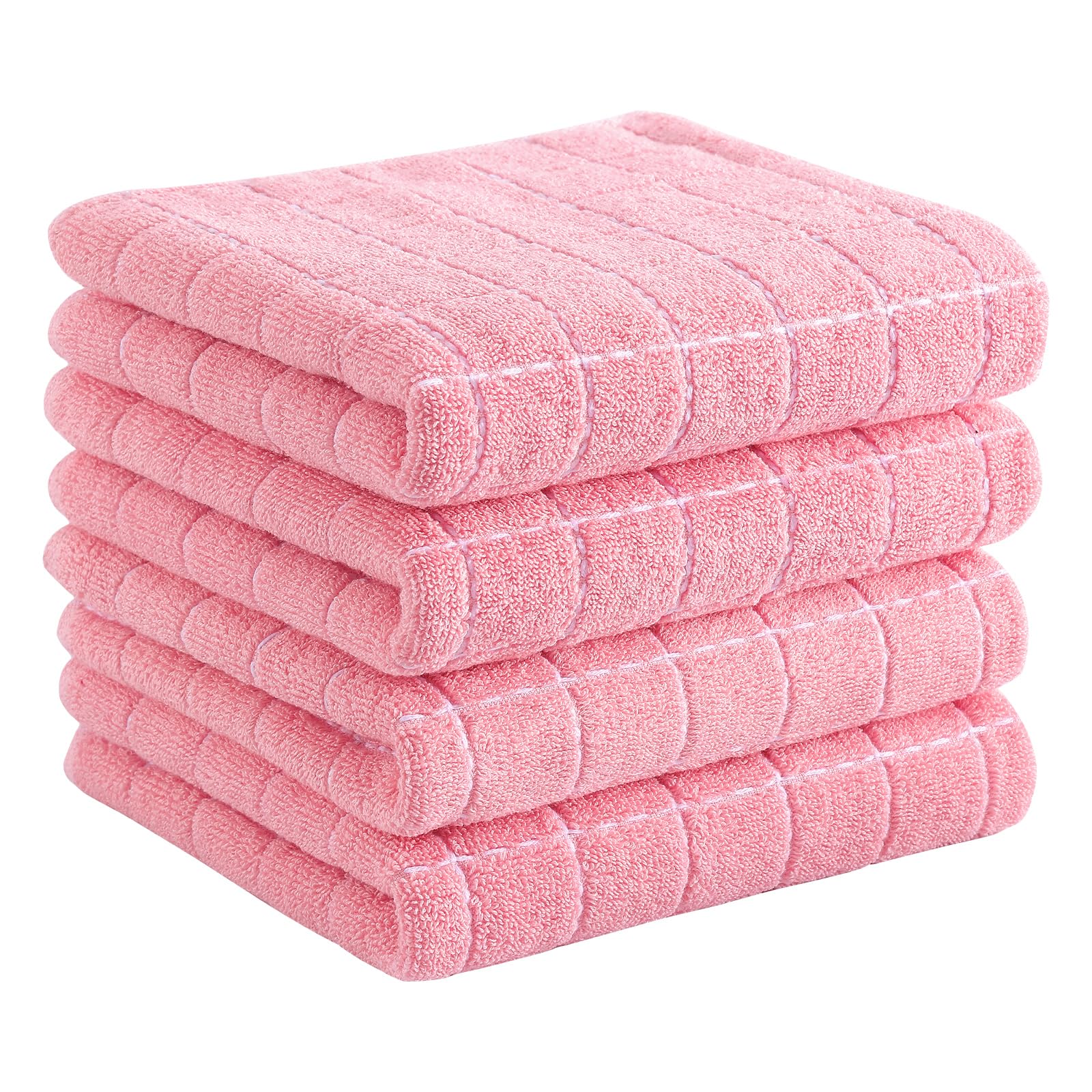 Homaxy pink checkered kitchen towels, 13x28 inches, soft and absorbent.