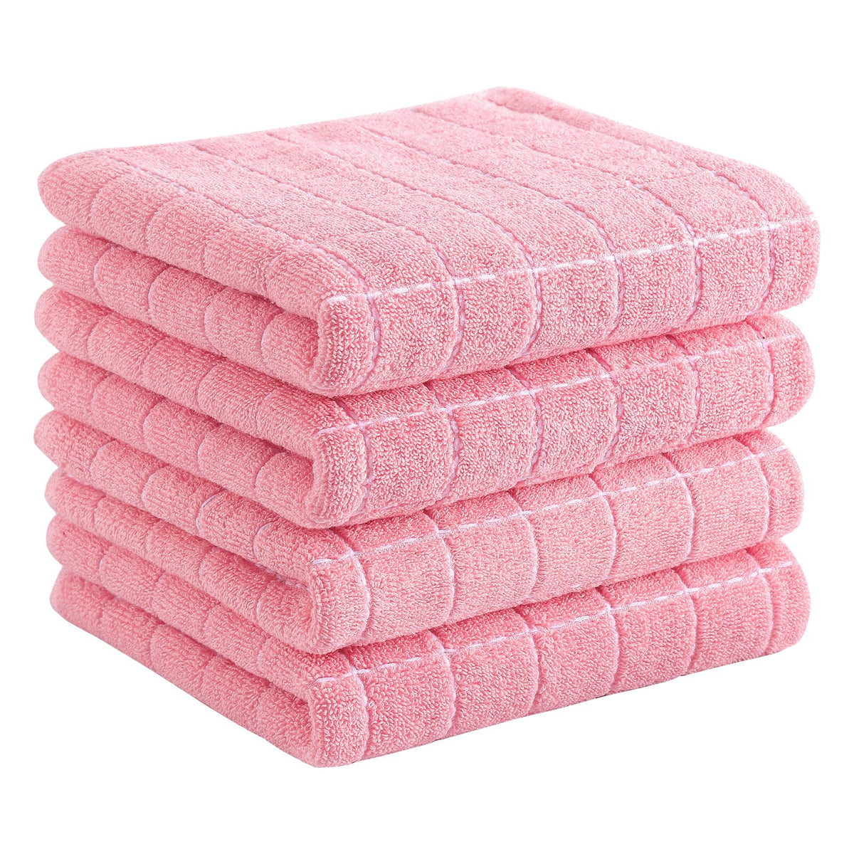 Homaxy pink checkered kitchen towels, 13x28 inches, soft and absorbent.