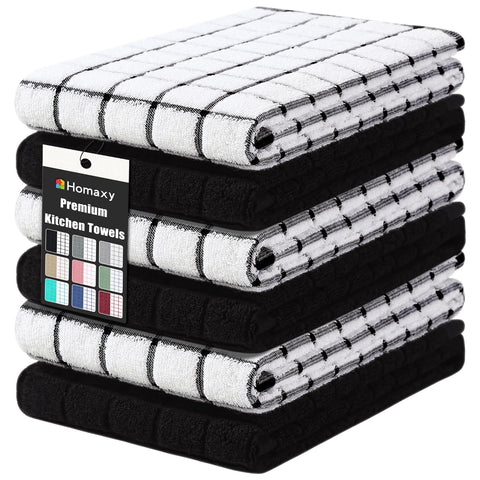 Homaxy premium cotton kitchen towels 16x28 front view showing plush softness