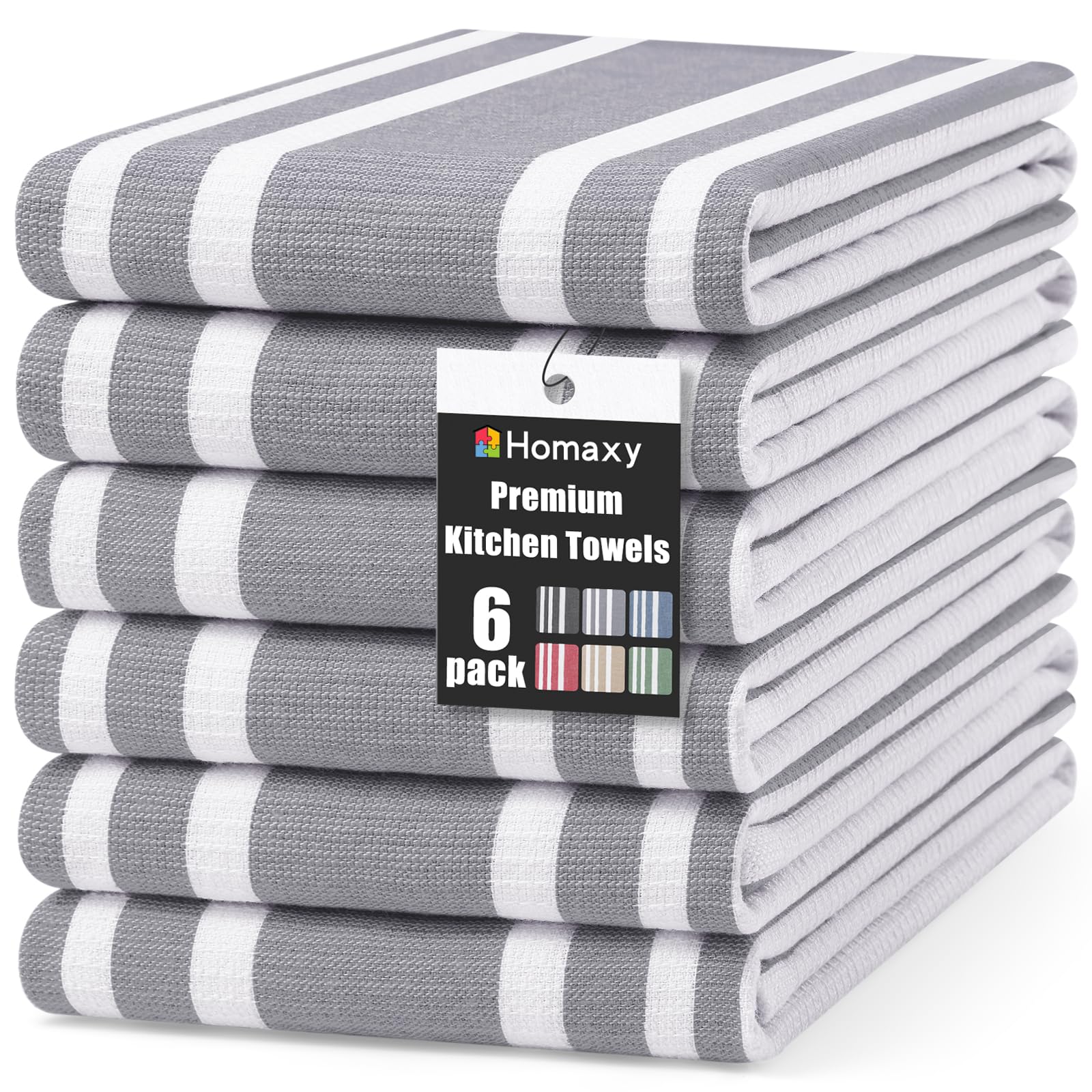 Homaxy Premium Kitchen Towels striped gray design for quick spill cleanup.