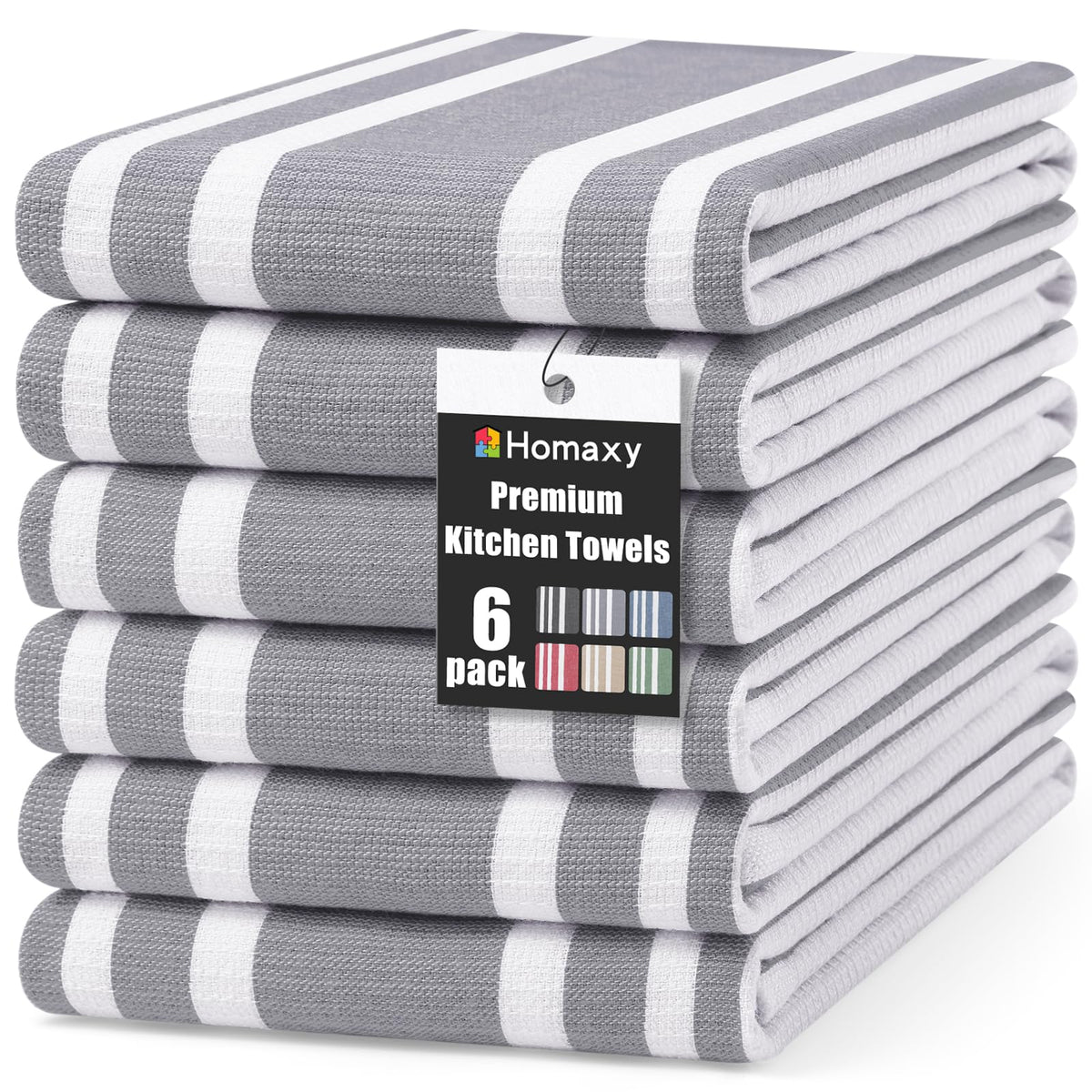Homaxy Premium Kitchen Towels striped gray design for quick spill cleanup.