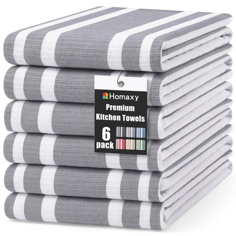 Homaxy Premium Kitchen Towels striped gray design for quick spill cleanup.