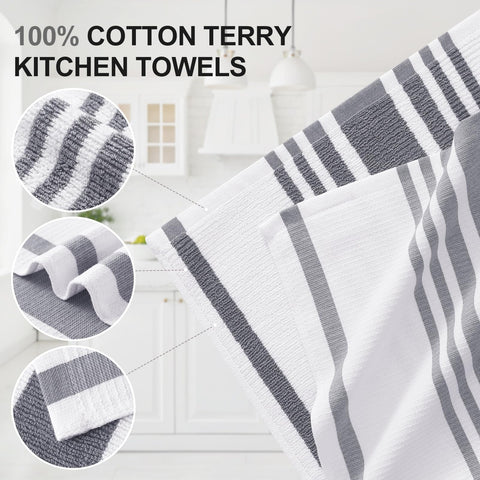 Homaxy Premium Kitchen Towels terry gray close‑up showing dense fibers for absorbency.