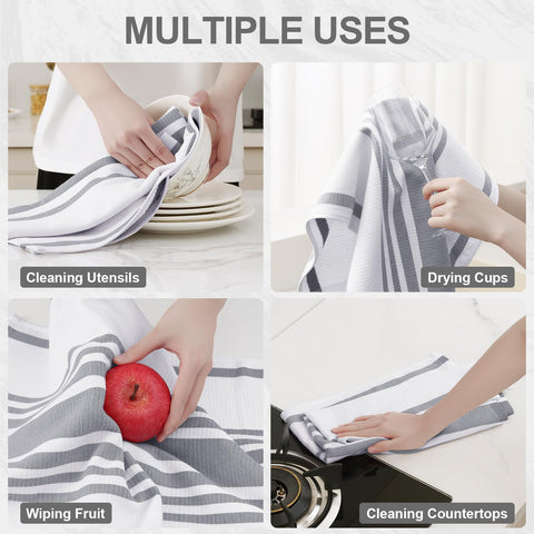 Homaxy 6-pack gray towels, kitchen essential for drying and wiping.