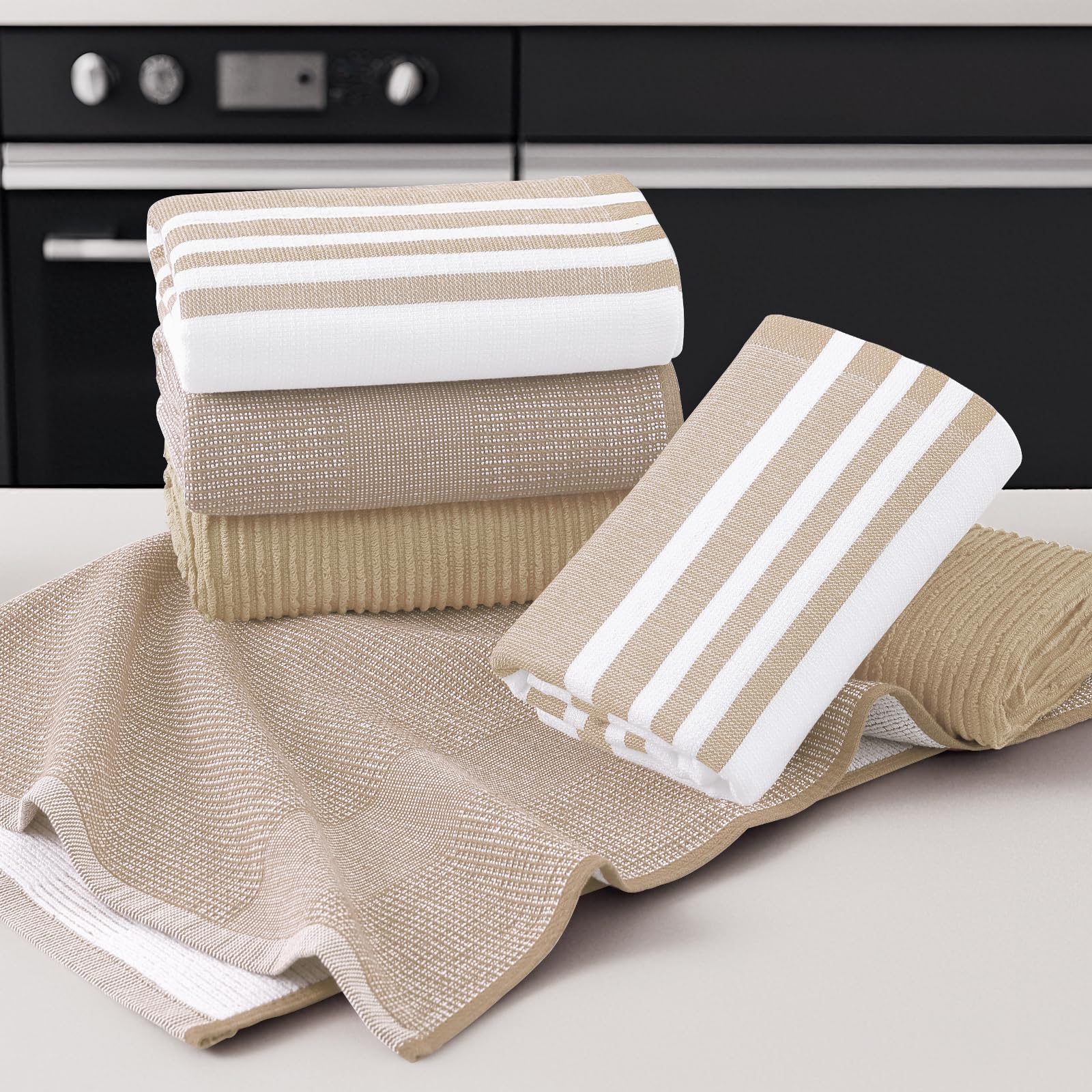 Homaxy premium kitchen towels hanging loop design for convenient storage.