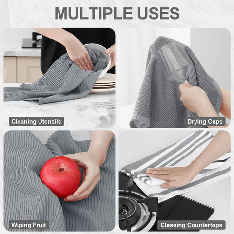Homaxy Premium Kitchen Towels six-pack offers three styles for easy task separation.