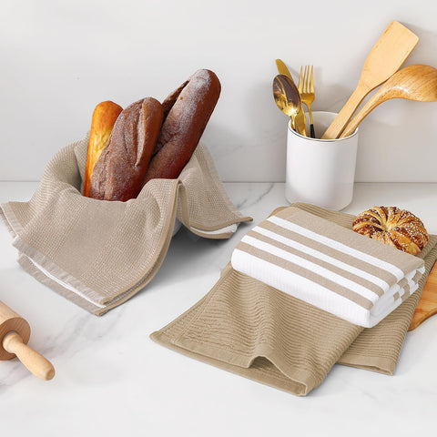 Homaxy premium kitchen towels soft cotton feel for gentle handling and quick drying.