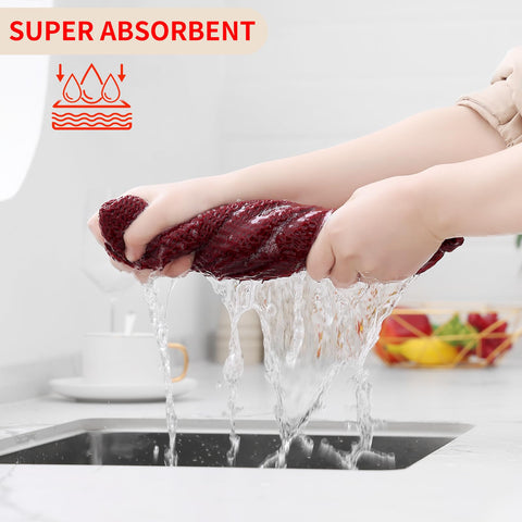Homaxy burgundy waffle dishcloths showcase durable honeycomb weave.