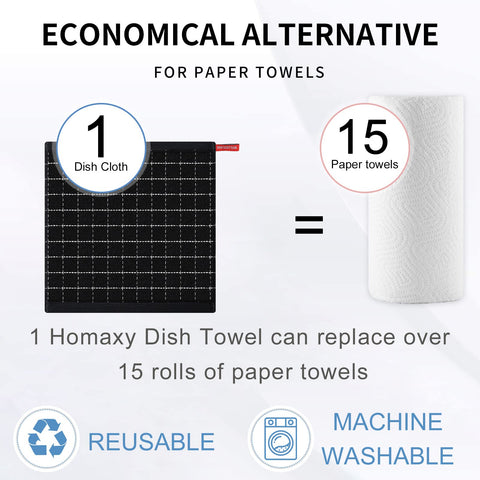 Homaxy solid-color dish cloths in a 6-pack for a coordinated kitchen look.