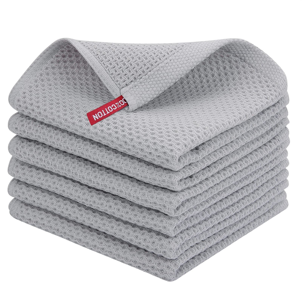Homaxy waffle weave dish cloths close-up texture shows durable cotton fibers for everyday use