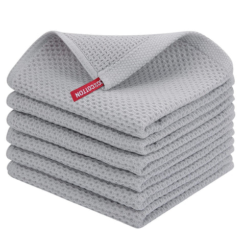 Homaxy waffle weave dish cloths close-up texture shows durable cotton fibers for everyday use