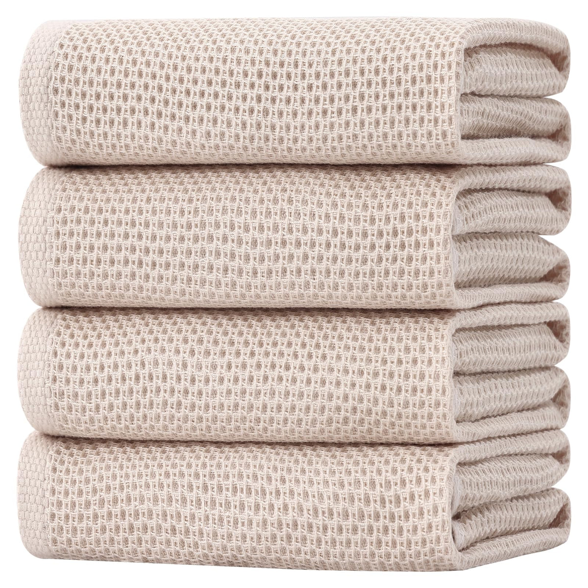 Homaxy waffle-weave beige dish towel, 20x28, perfect for gentle drying and everyday kitchen tasks.