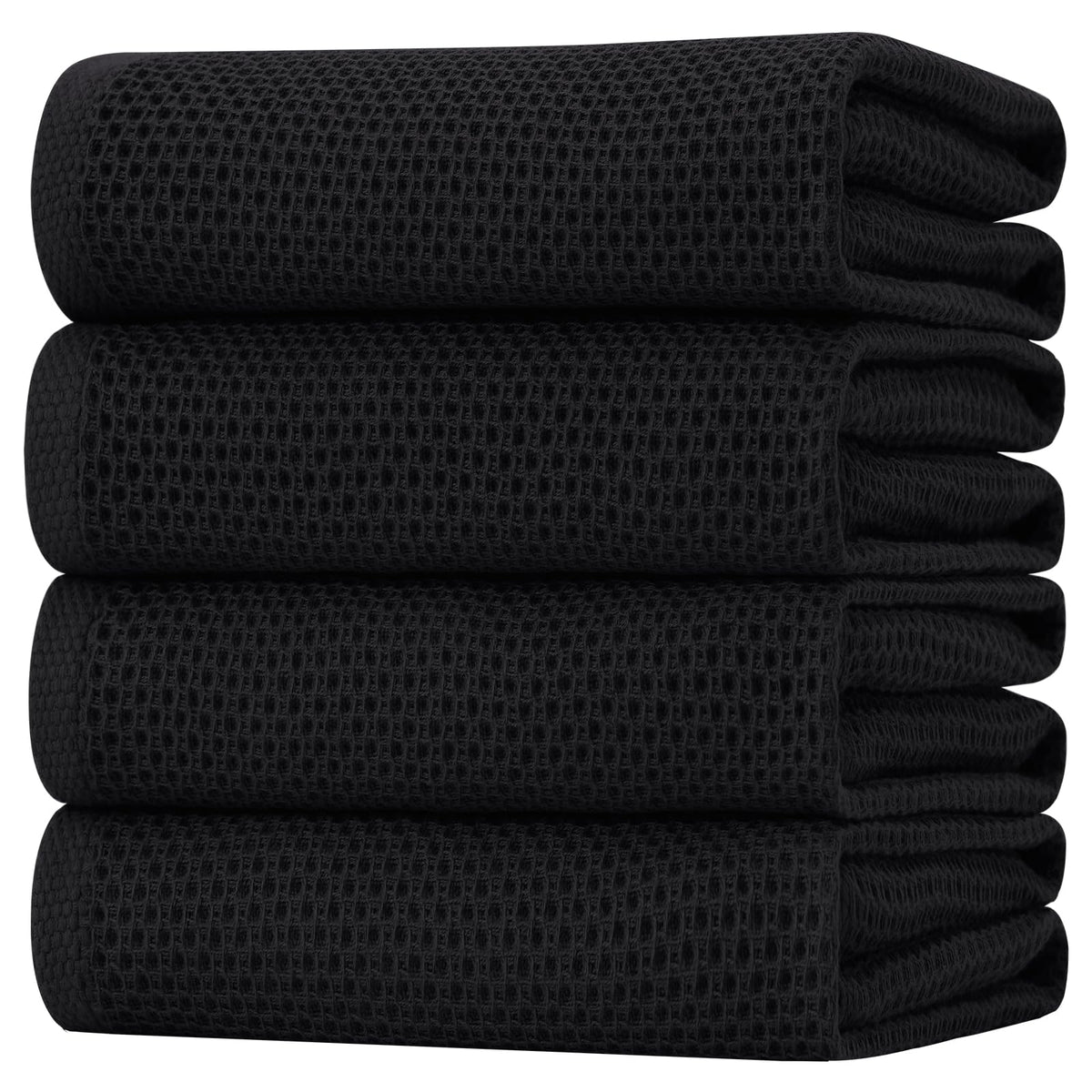 Homaxy waffle dish towels in black with waffle-weave texture for superior absorbency and quick drying