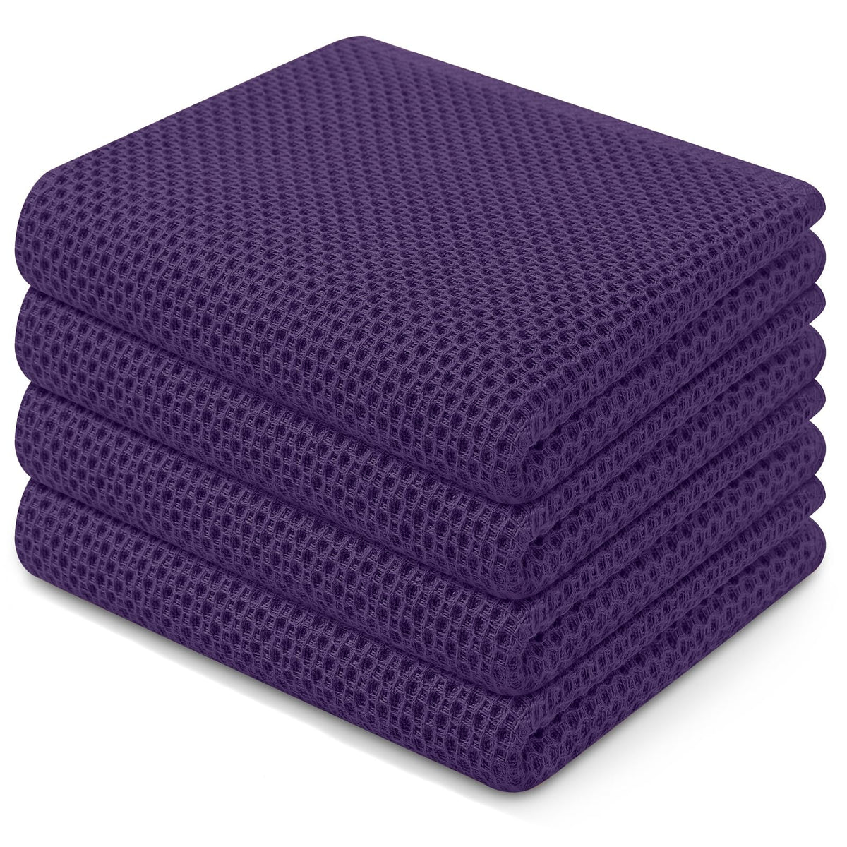 Homaxy waffle dish towels eggplant 4-pack, soft and durable for daily drying.